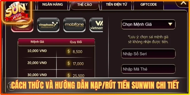 Hướng Dẫn Nạp/Rút Tiền Sunwin - Giao Dịch An Toàn Và Siêu Tốc