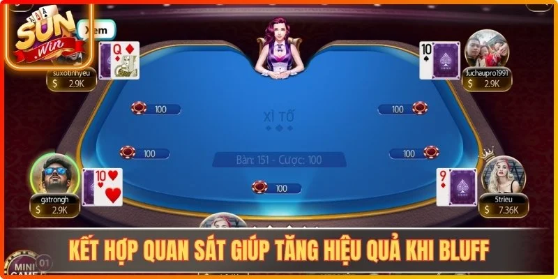 Kết hợp quan sát giúp tăng hiệu quả khi Bluff