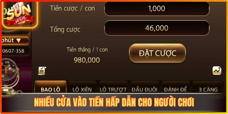 Nhiều cửa vào tiền hấp dẫn cho người chơi