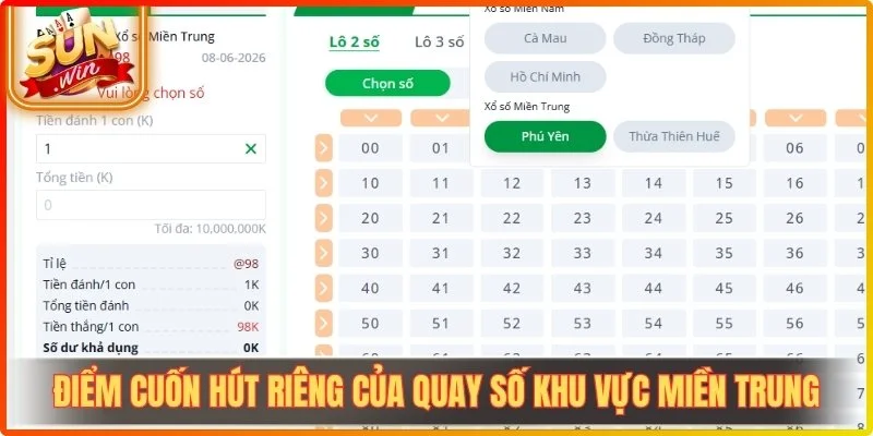 Điểm cuốn hút riêng của quay số khu vực miền Trung