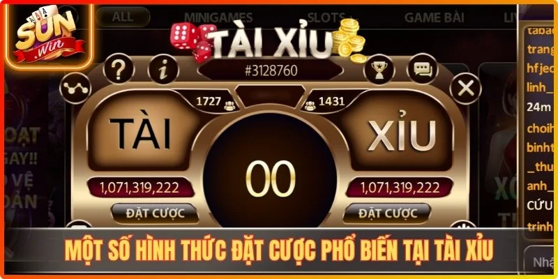 Một số hình thức đặt cược phổ biến tại tài xỉu